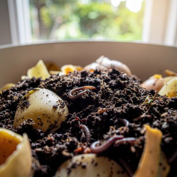 Close-up of Kitchen Compost Bin