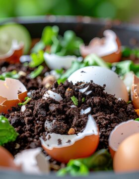 Close-up of Composting Kitchen Scraps: Zero Waste Lifestyle