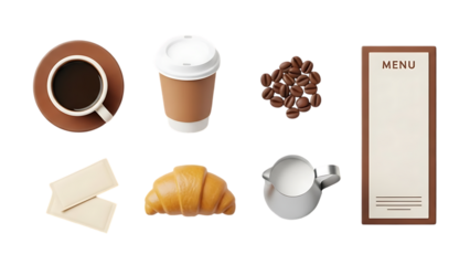 Coffee and breakfast items with menu card