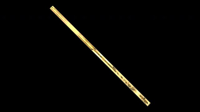 Gold backslash, light reflecting and patterns shifting, alpha channel