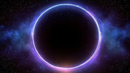 Glowing Purple Circle in Starry Space Background Digital Art