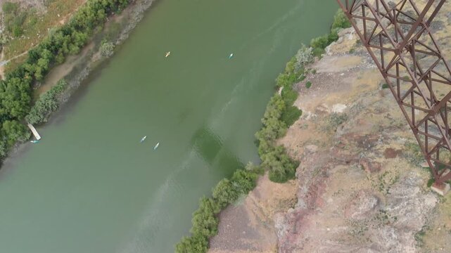 Twin Falls, Idaho. Perrine Memorial Bridge and beautiful canyon as seen from drone