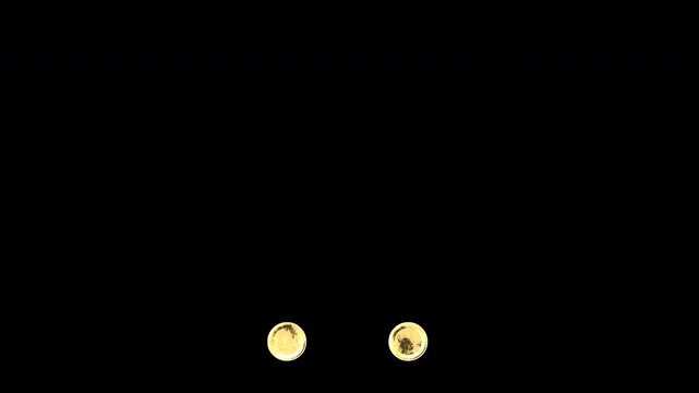 Gold two-dot leaders, light reflecting and patterns shifting, alpha channel