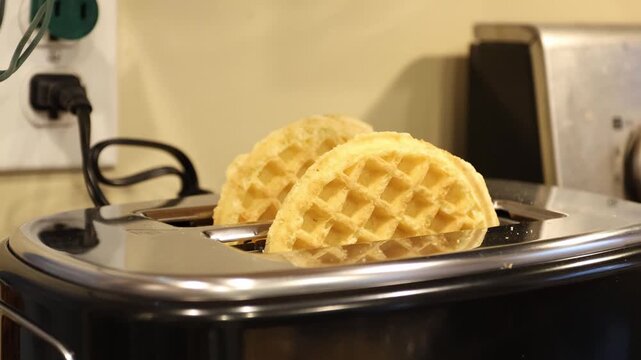 toasting frozen waffles in toaster oven, waffles popping up