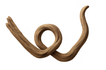 Weathered wood branch twisting into a unique curl with natural texture