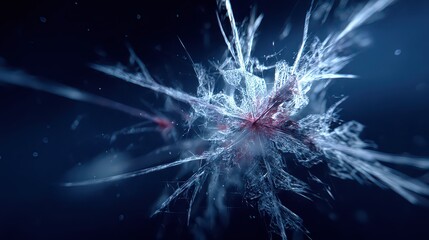 Abstract White and Blue Energy Burst with Light Streaks on Dark Background