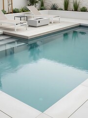 Obraz premium Contemporary pool area with turquoise water and minimalist design elements