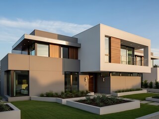Fototapeta premium Stunning contemporary house architecture with modern exterior design facade