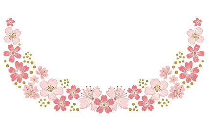 Japanese style coming of age day background with pink cherry blossoms and traditional elements
