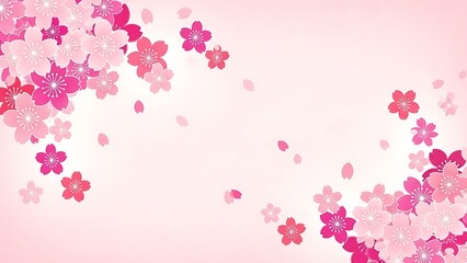 Pink cherry blossoms floating in soft pastel background japanese style coming of age day background