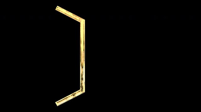 Gold closing tortoise shell brackets, light reflecting and patterns shifting, alpha channel