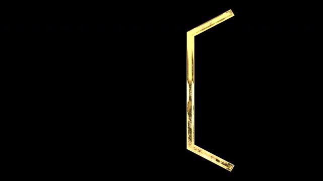 Gold opening tortoise shell brackets, light reflecting and patterns shifting, alpha channel