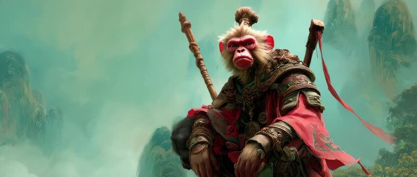 Sun Wukong, the Monkey King in the traditional Chinese myth of Journey to the West