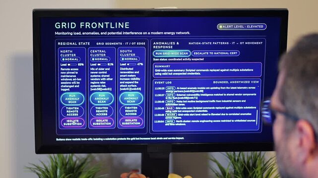 Cybersecurity Engineer Monitoring Supervisory Control And Data Acquisition - SCADA Operational Technology Incident Response Energy Security Concept