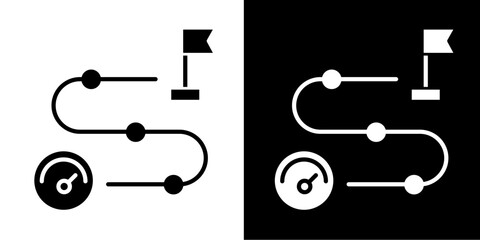 Milestone Tracker  Icon Set White Style Collection