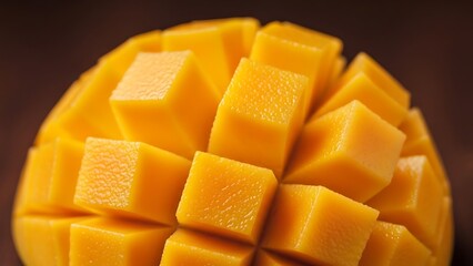 Exotic mango, meticulously cubed, inviting visual delight and tropical aroma