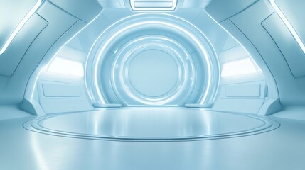 Obraz premium Technology Concept E-commerce Product Exhibition Stand