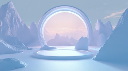 Technology Concept E-commerce Product Exhibition Stand