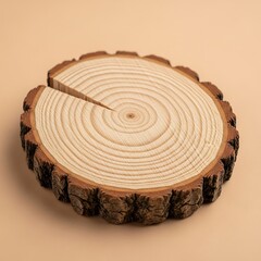 Rustic Tree Slice Display, Annual Rings on Wooden Surface, Natural Texture