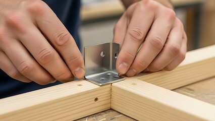 Attaching metal corner bracket to a wooden frame for structural support