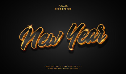 New Years Editable Text Effect Style 3d Luxury Gold