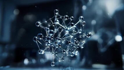 Abstract molecular structure with glowing connections representing science and technology.