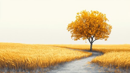 Autumn trees and ripe rice