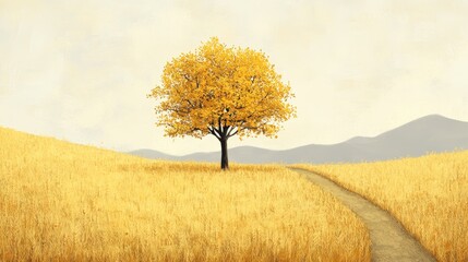 Autumn trees and ripe rice