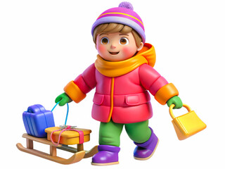 a little girl with a sler and a suitcase