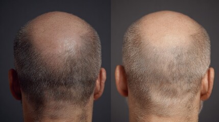 Transformation of Hair Appearance Showing Bald Spot Improvement Under Natural Lighting Conditions