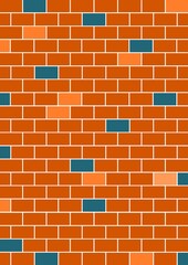 Red brick wall illustration.  Vintage architectural wall background pattern.