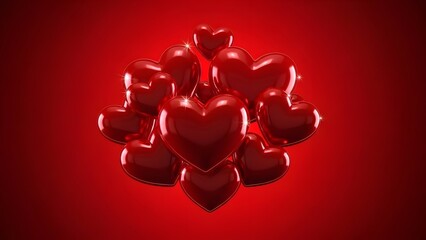 Happy valentine's day wishes with shiny red hearts cluster