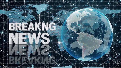 breaking news globe intro with dynamic digital map and 3d text | news, broadcast, media, technology, global theme - Powered by Adobe