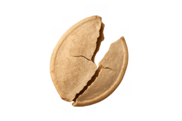 Broken pitta bread piece on transparent background