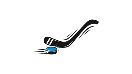 Hockey stick hitting a puck with speed and motion on ice rink © XsDax