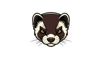 A close-up digital illustration of a ferret's face with striking yellow eyes and distinctive markings © XsDax