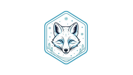 A serene fox illustration enclosed within a hexagonal frame, symbolizing tranquility and wildlife in a minimalist design.