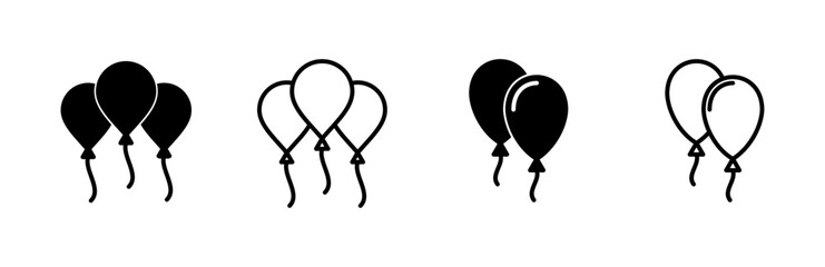 Balloon icon set. party balloon icon decoration birthday vector. Balloon black silhouette icon
