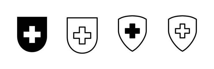 Fototapeta premium Health insurance icon set. Insurance health document icon
