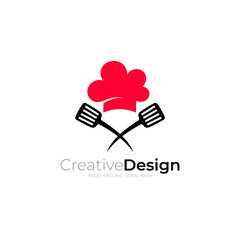 logo in the form of a chef's hat and two spatulas, restaurant logos