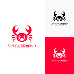 logo of a large red crab ready to be cooked, seafood logos