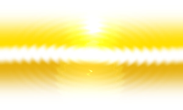 Yellow and white light waves radiating from a bright horizontal axis, with symmetrical glow and ripple gradients