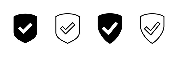 Shield check mark  icon set. Protection approve sign. Safe icon vector