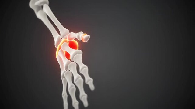 3D Orbital Rotation Around Human Scaphoid Bone with Red Highlighted Areas