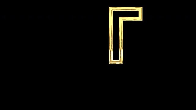 Gold opening double corner brackets, light reflecting and patterns shifting, alpha channel