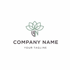 Minimalist company logo template with lotus flower and custom initials.