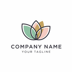 Obraz premium Minimalist Lotus Flower Logo Design for Company Branding.