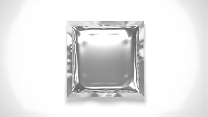 Shiny square mirror on wall isolated on white background