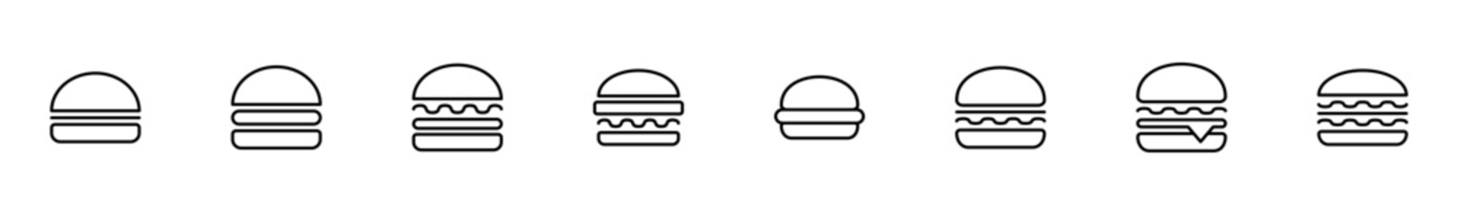 Hamburger icon vector isolated on white background. Burger and hamburger icon. Fast food vector icon