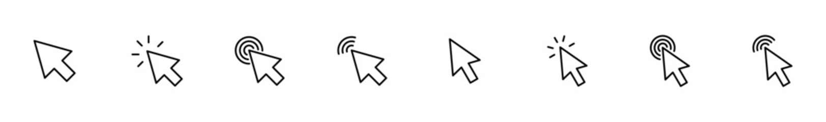 Click icon vector isolated on white background. Cursor icon. Computer mouse click cursor black arrow icons. pointer arrow